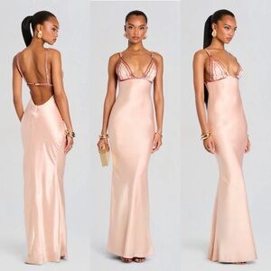 NWT Retrofete MILLE EMBELLISHED DRESS in Peche Peach Size Small $998